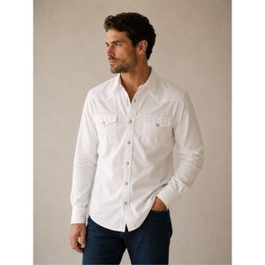 Tecovas White Western Snap Button Shirt | Modern Cowboy Luxury Cotton Button Dow